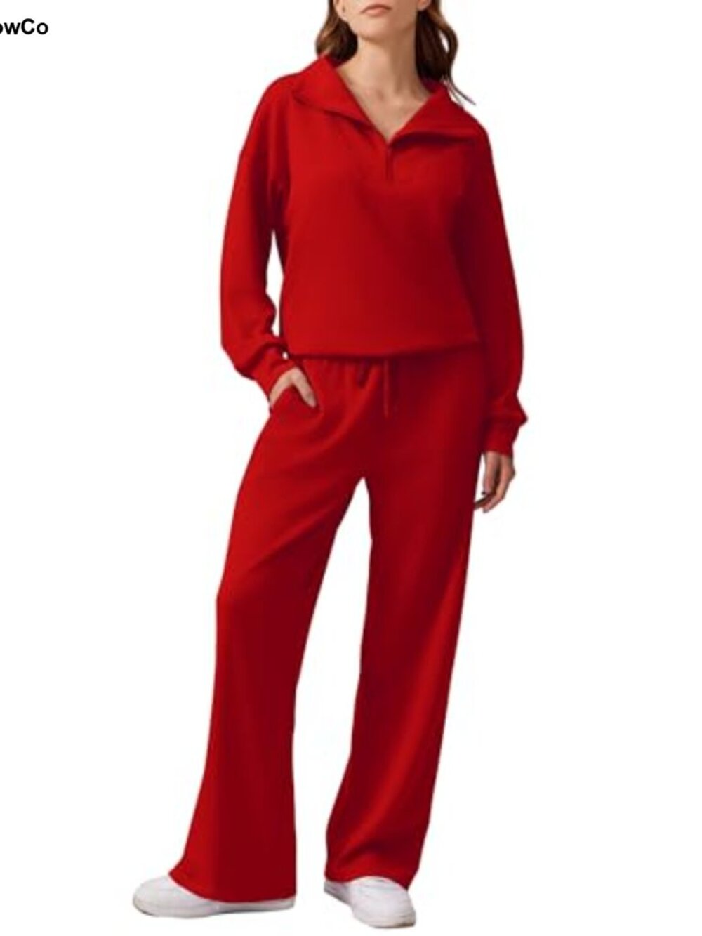 2 Piece Sweatsuit Set Half Zip Oversized Sweatshirt Wide Leg Sweatpants Lounge
